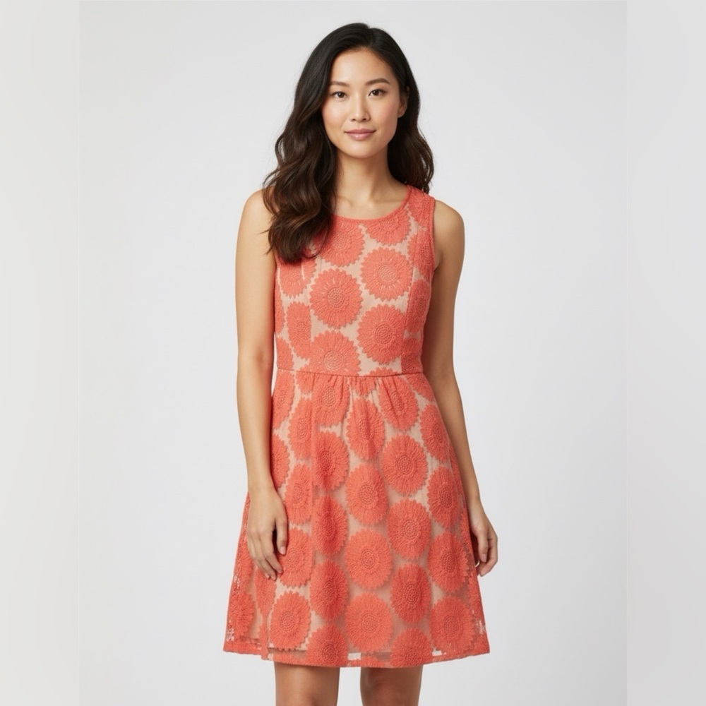Lauren Conrad Lace Fit And Flare Dress New With Tags Size 12 Floral Design